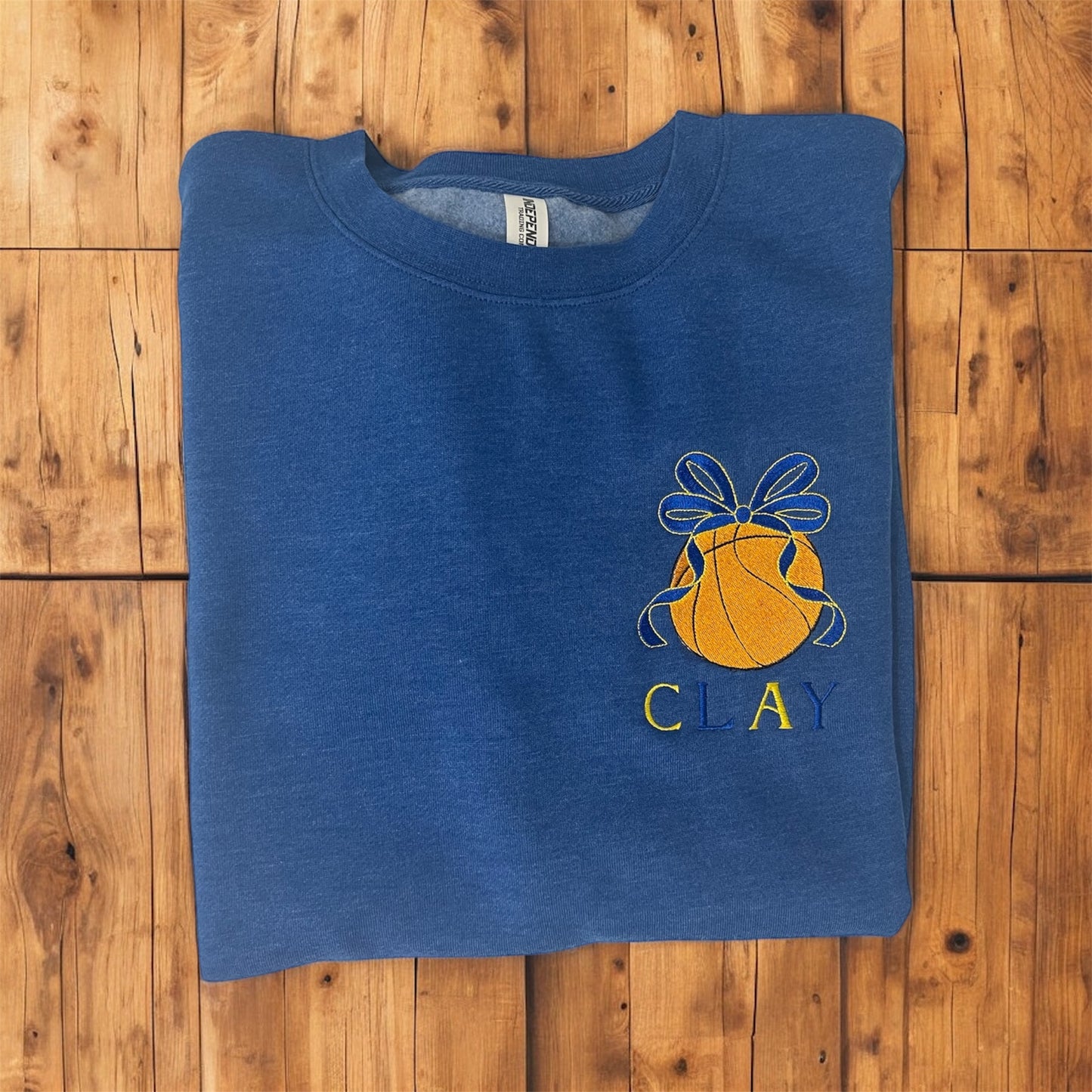 Clay Basketball Ribbon Crewneck Sweater