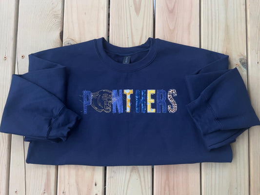 “Panthers” Appliqué Crewneck Sweater - Preorder