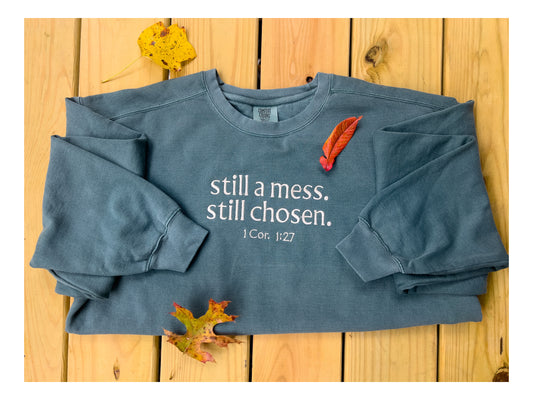 Still a Mess - Crew Neck Sweater - Blue Spruce - XL