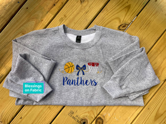 Panthers Basketball Bow Crewneck Sweater - Preorder